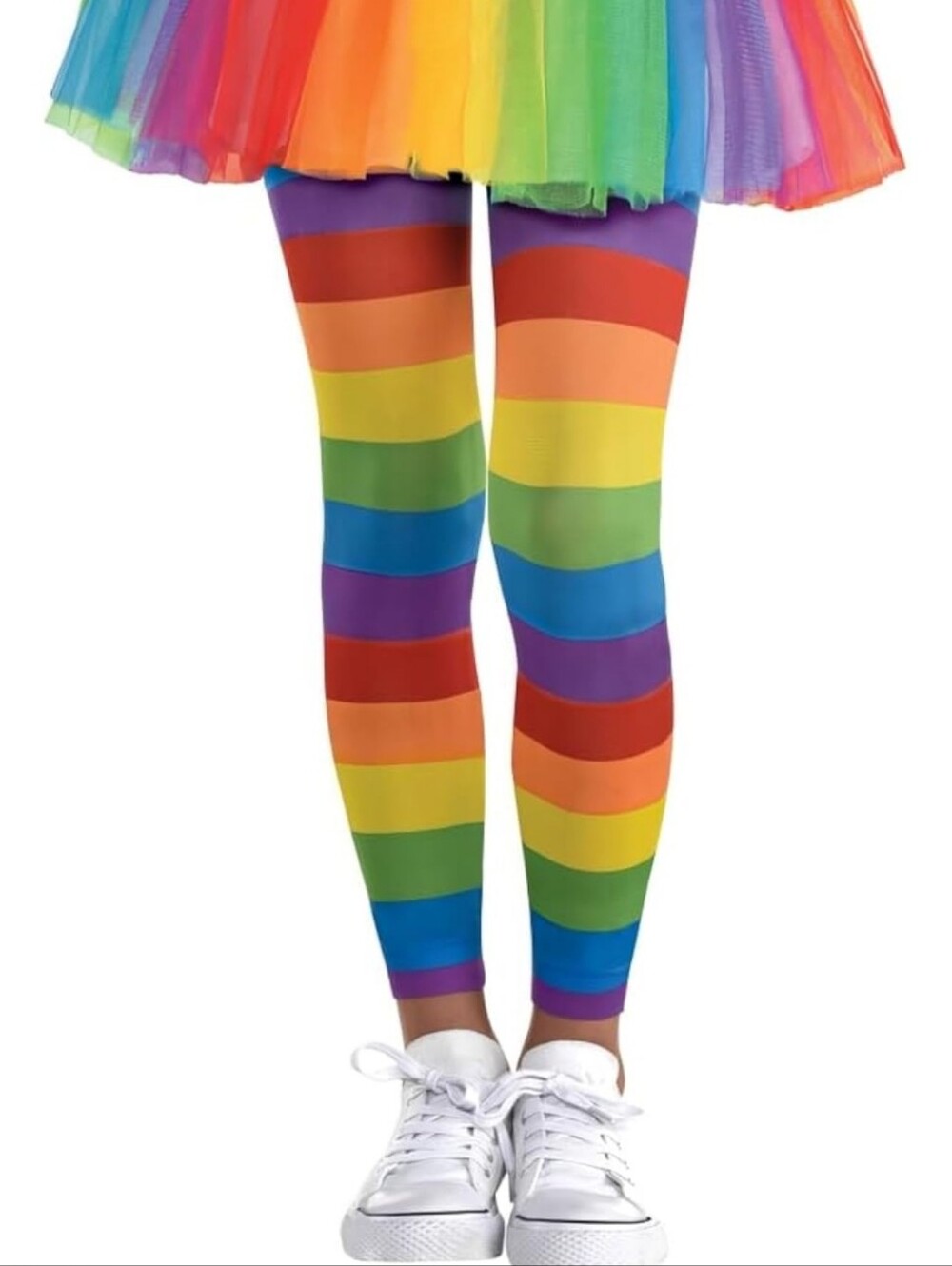 Kids Rainbow Stripe Colorful Footless Tights M/L Up To 85 Lbs.